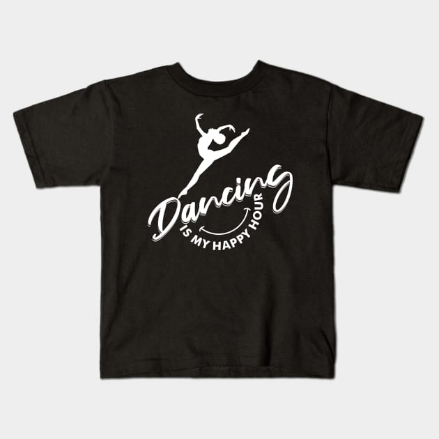 Black Ballerina Happy Hour Dancing Shirt Kids T-Shirt by Melanificent1